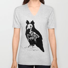 Owl Skeleton Shadow Outline Outdoor Hunting Design Rustic V Neck T Shirt