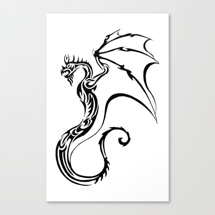 Old Tribal Dragon Tattoo Canvas Print By Clapintattoos Society6