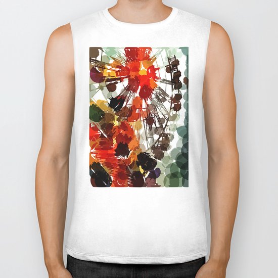 Ferris Wheel - Flashback To Childhood Fun - Digital Graphic Biker Tank