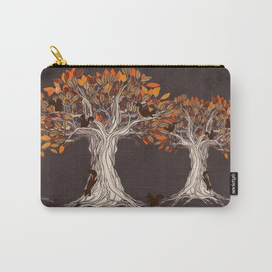 Little Visitors - Autumn tree illustration with squirrels Carry-All Pouch