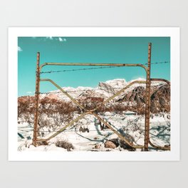 Vintage Rusty Desert Gate // Winter in the Mojave at Red Rock Canyon National Park Wilderness Art Print