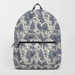 Bigfoot / Sasquatch Toile de Jouy in Blue Backpack