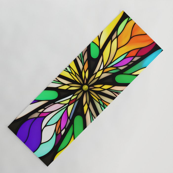 Colorful Stained Glass Design: Vibrand Multicolor Abstract Art Yoga Mat