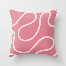 Pink Blush Minimal Curves Lines Abstract Artwork Throw Pillow