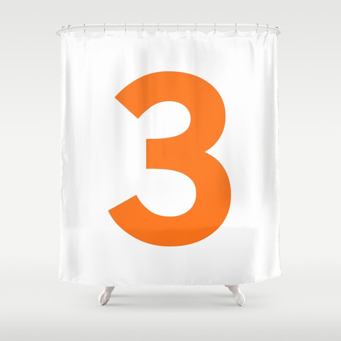 Number 3 (Orange & White) Shower Curtain