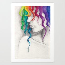 Curly Q  Art Print | Love, Mixedmedia, Illustration, People 
