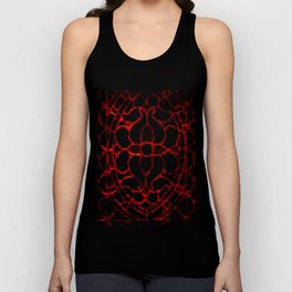 Distorted Gothic Stained Glass Window Pane in Fire Red and Black Tank Top