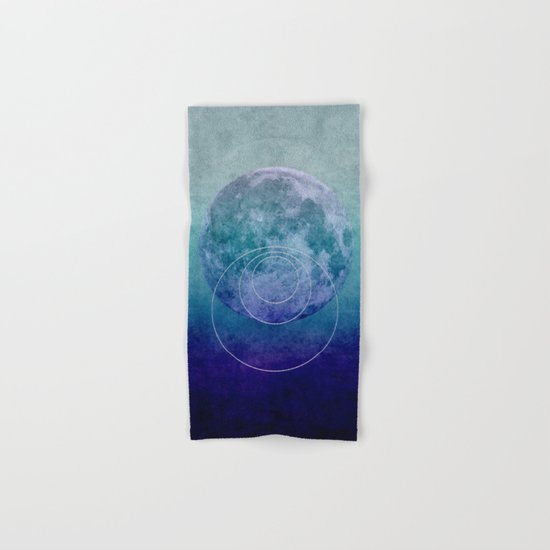 Blue Moon geometric circle mixed media Hand & Bath Towel