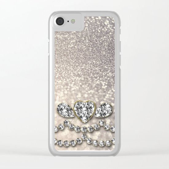 Diamonds and sparkles I- Silver elegant glitter design Clear iPhone Case
