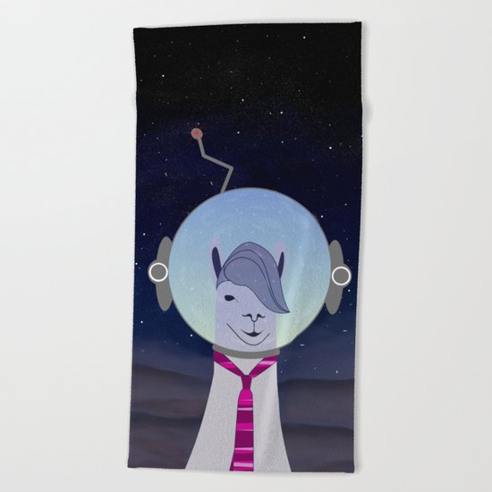 Unique Lama Astronaut Design Beach Towel