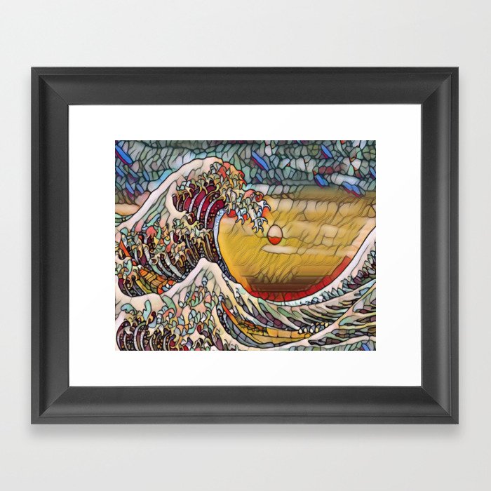 Great Waves Stained Glass Framed Art Print