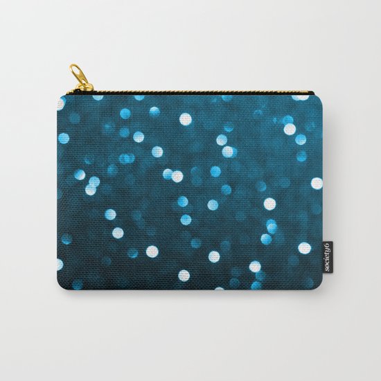 Cyan Blue Sparkly Bokeh Carry-All Pouch