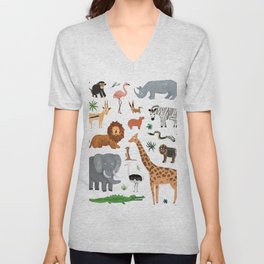 Safari Animals V Neck T Shirt