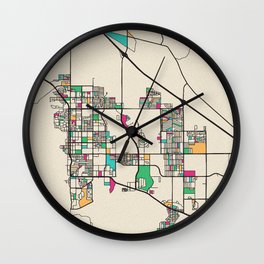 Colorful City Maps: Palm Springs, California Wall Clock