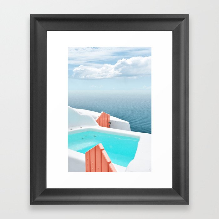 Santorini Pool Framed Art Print