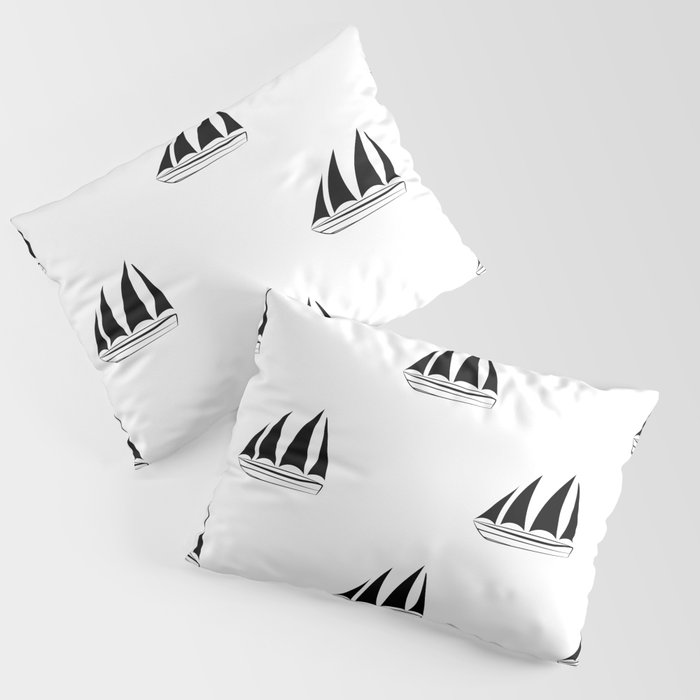 Black Sailboat Pattern Pillow Sham
