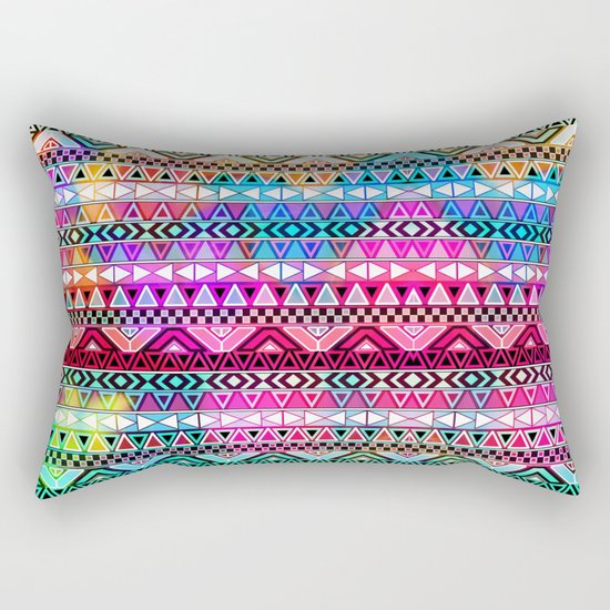 Neon Aztec | Purple Pink Neon Bright Andes Abstract Pattern Rectangular Pillow