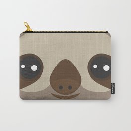 funny and cute smiling Three-toed sloth on brown background Carry-All Pouch