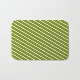 [ Thumbnail: Green & Tan Colored Striped Pattern Bath Mat ]