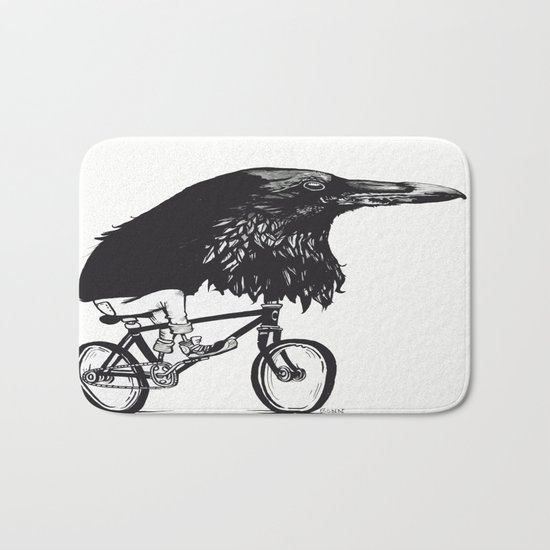 Black Bird Riding Bath Mat