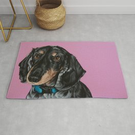 Sweet Double Dapple Dachshund Portrait, Weiner Dog Painting, Dachshund Painting Rug