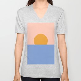 Minimalist Ocean Sunset V Neck T Shirt