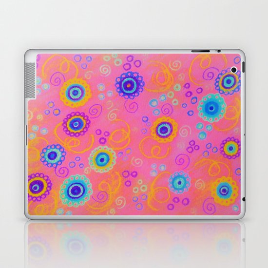 RASPBERRY FIZZ - Sweet Pink Fruity Candy Swirls Abstract Watercolor Painting Bright Feminine Art Laptop & iPad Skin