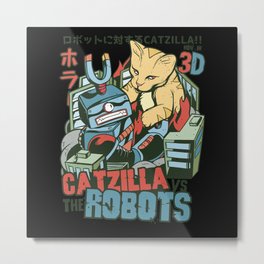 Catzilla vs the Robots movie poster Metal Print | Actionmovies, Catzillavsrobots, Movieposter, Catmom, Animal, Horrormovie, Kitties, Kitten, Pets, Graphicdesign 