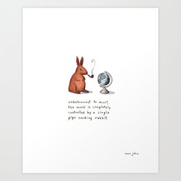 Pipe-smoking rabbit Art Print