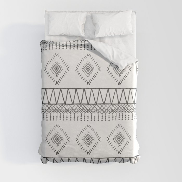 Gray Boho Aztec Duvet Cover