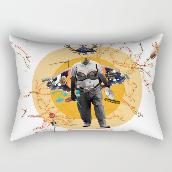 Man without head collage Rectangular Pillow