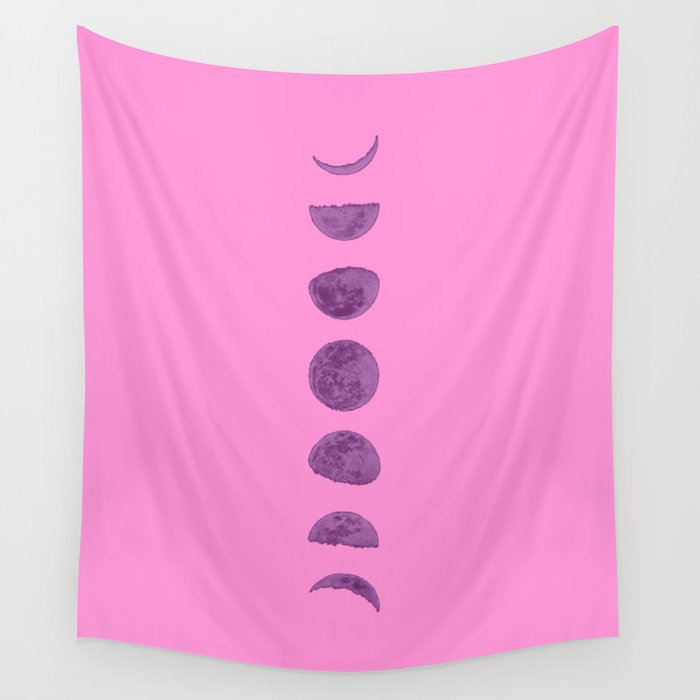 moon phases pink Wall Tapestry