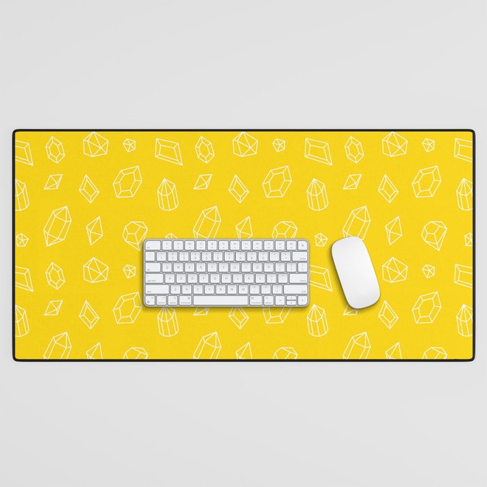 Yellow and White Gems Pattern Desk Mat