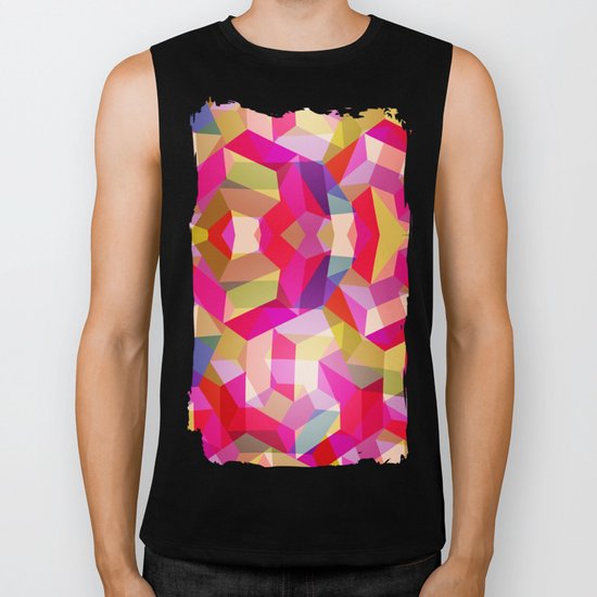 Colourful Twisted rectangles Biker Tank