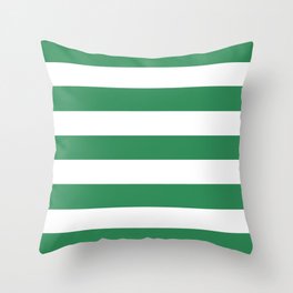 Sea green - solid color - white stripes pattern Throw Pillow
