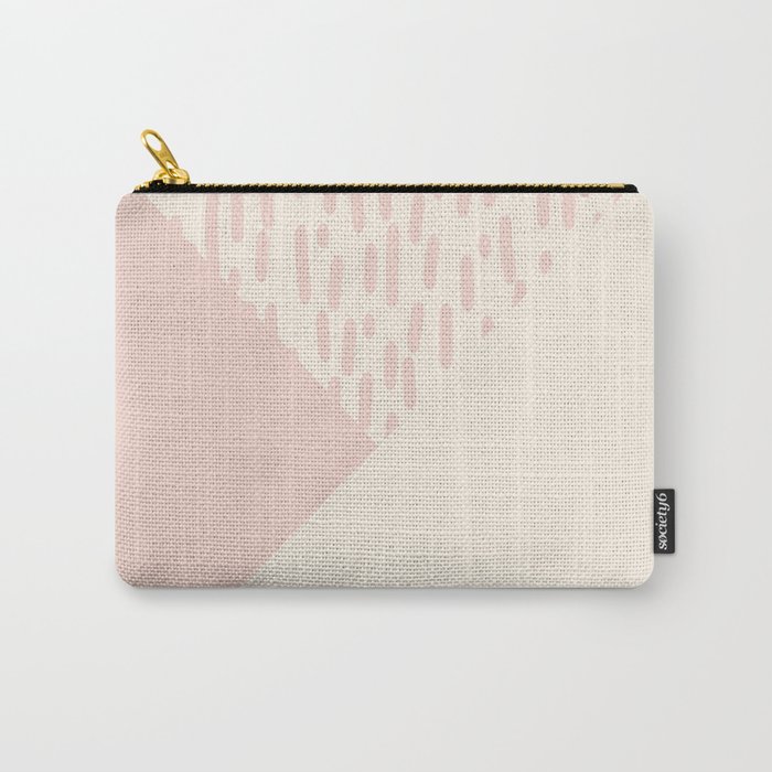 Modern geometrical ivory pink color block paint brushstrokes Carry-All Pouch