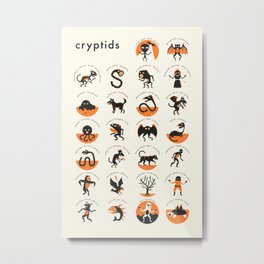 CRYPTIDS A-Z Metal Print | Black And White, Cryptidslist, Cryptoids, Digital, Graphicdesign, Pop Art, Crytpidsposter, Animal, Cryptidsa Z, Cryptidsanimals 