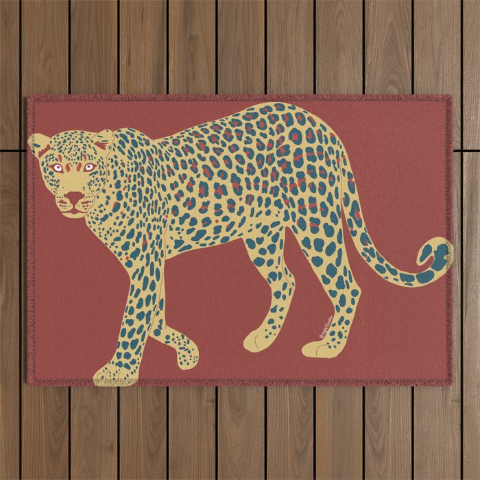 Leopard - Red Outdoor Rug