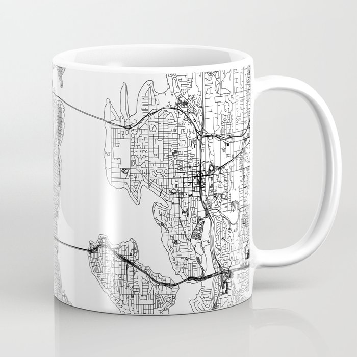 Seattle White Map Coffee Mug