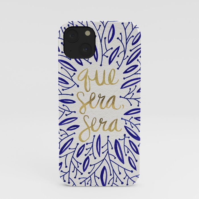 Whatever Will Be, Will Be Navy & Gold iPhone Case by Cat Coquillette Society6