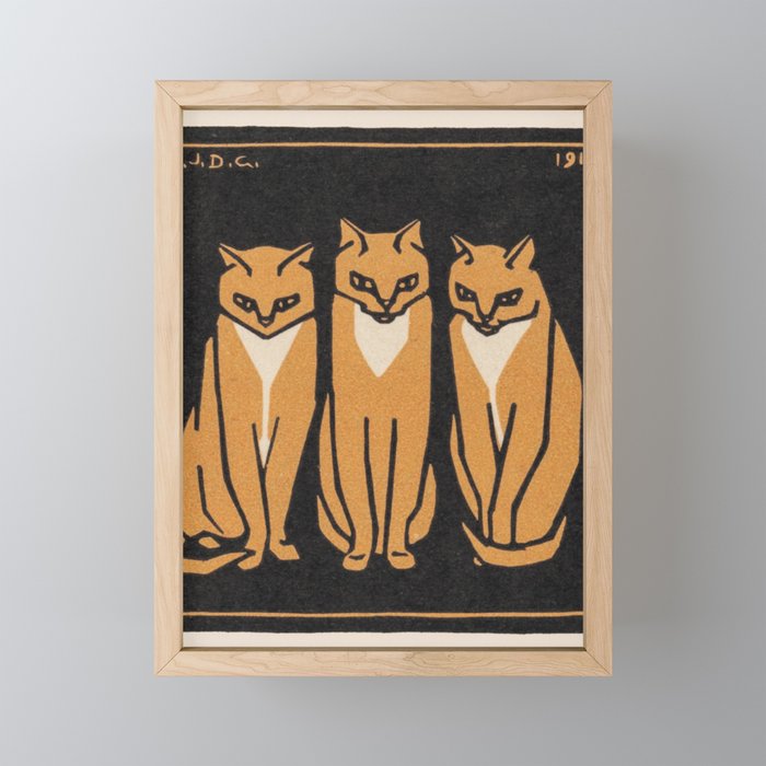 Three Cats Framed Mini Art Print