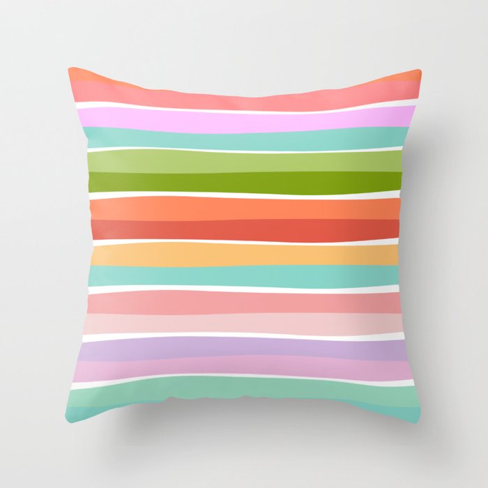Summer vibrant color stripes kids pillow Throw Pillow