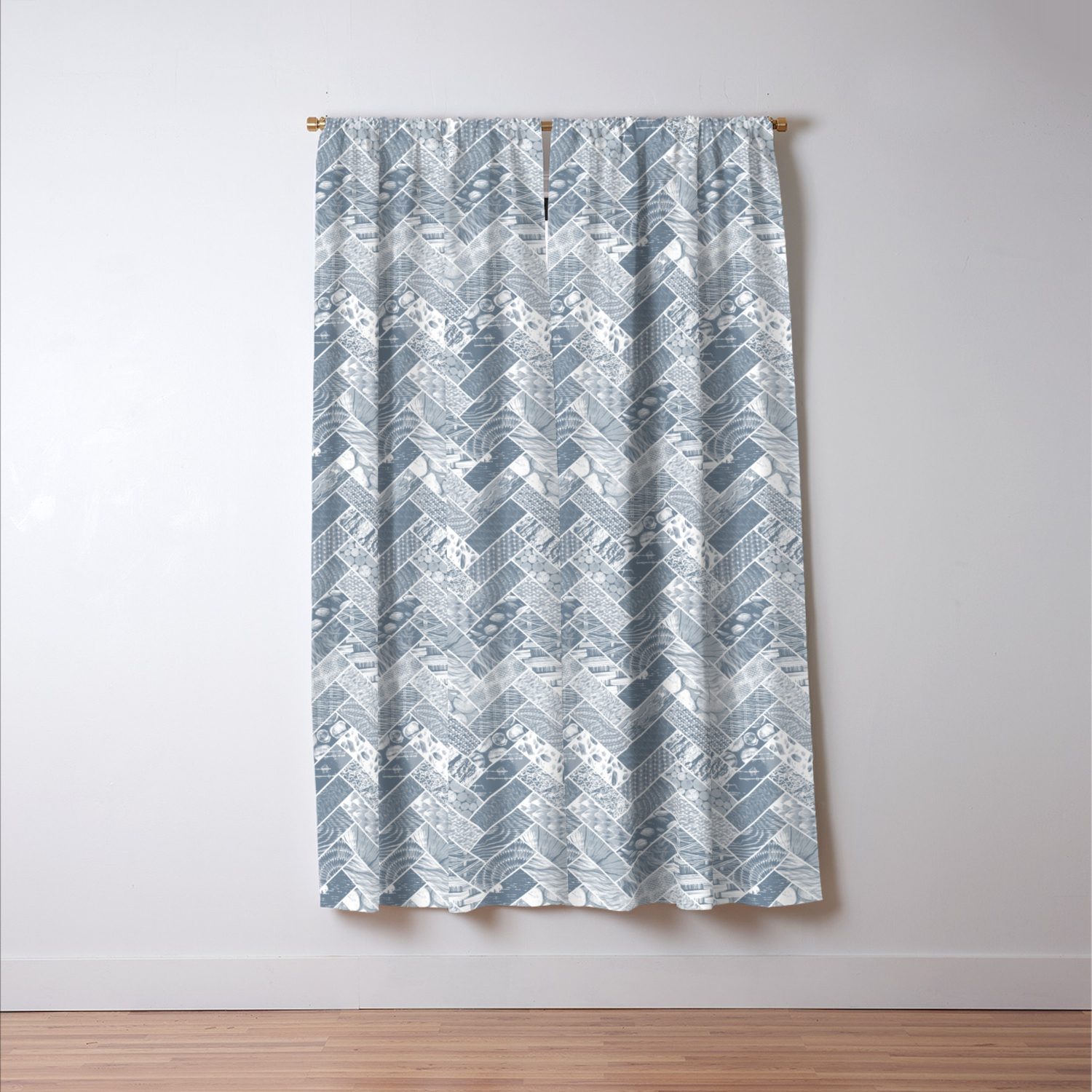 Hygge Style Textured Herringbone Pattern Grey Blackout Curtain