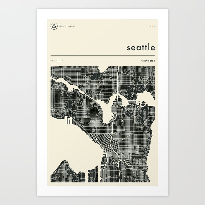 Seattle Map Art Print
