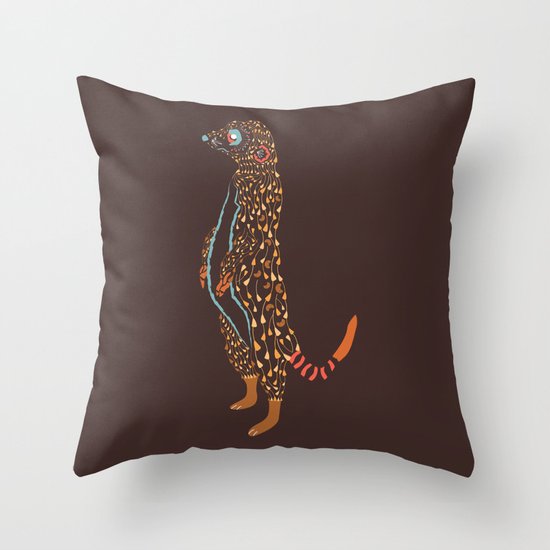 Abstract Meerkat Throw Pillow