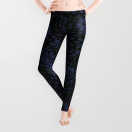 Abstract - kind of damasc french style wrapping paper - Deep Blue and blak Leggings