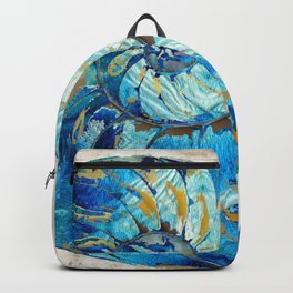 Tropical Blue Beach Art - Nautilus Shell Bleu 2 - Sharon Cummings Backpack | Beachy, Sea, Contemporary, Painting, Science, Blue, Scienceteachergift, Modern, Beachhouse, Ocean 