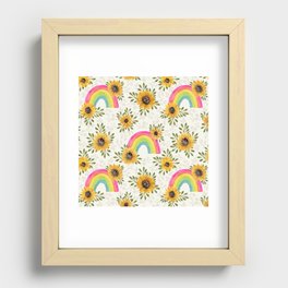 Sunflowers & Rainbows-  watercolor Boho bright Recessed Framed Print