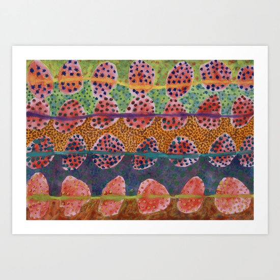 Red Round And Dotted Forms Art Print