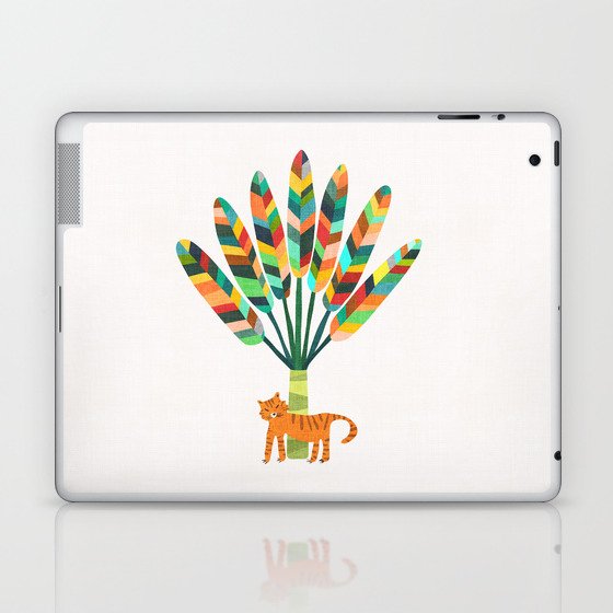 Whimsical travelers palm with tiger Laptop & iPad Skin